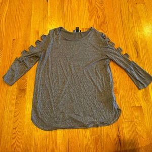 Pinkish-Grey shirt with fun cutout sleeves